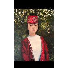 Crimean Tatar girl oil painting portrait, Ukranian art. Original work. Artist Marina Stognieva